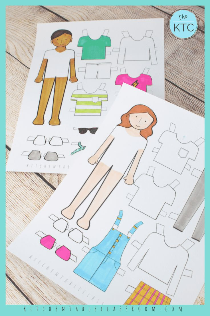 Printable Paper Doll Templates- Color And Play - The Kitchen Table in Printable Paper Doll Cutouts
