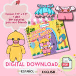 Printable Paper Doll Yellow Duck| Quiet Book | Busy Book | Digital Within Printable Paper Doll Duck