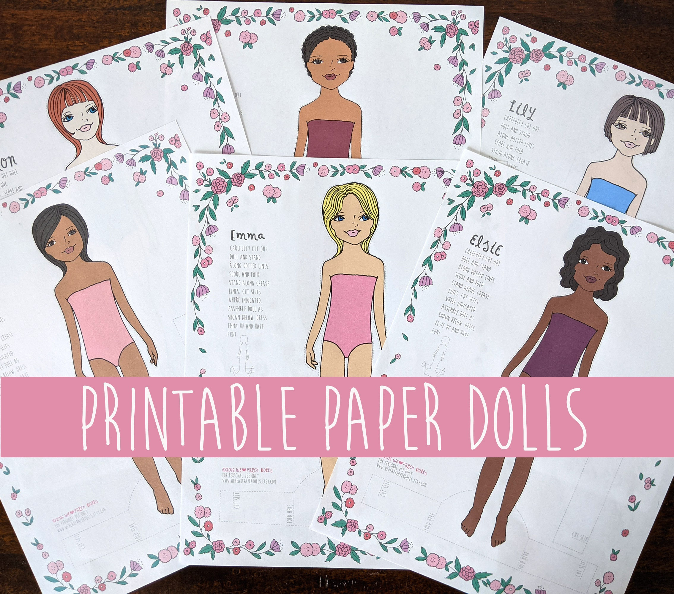 Printable Paper Dolls-Paper Dolls To Color-Digital Paper Dolls-Pdf with Etsy Printable Paper