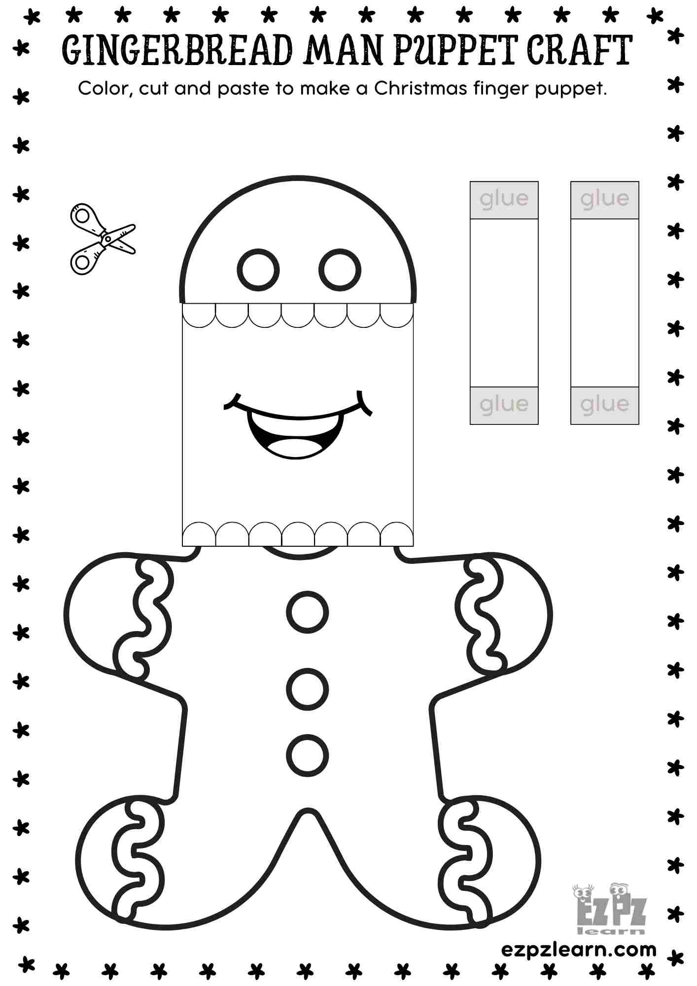 Printable Paper Gingerbread Man Christmas Puppet - Festive Diy regarding Printable Paper Craft For Kids