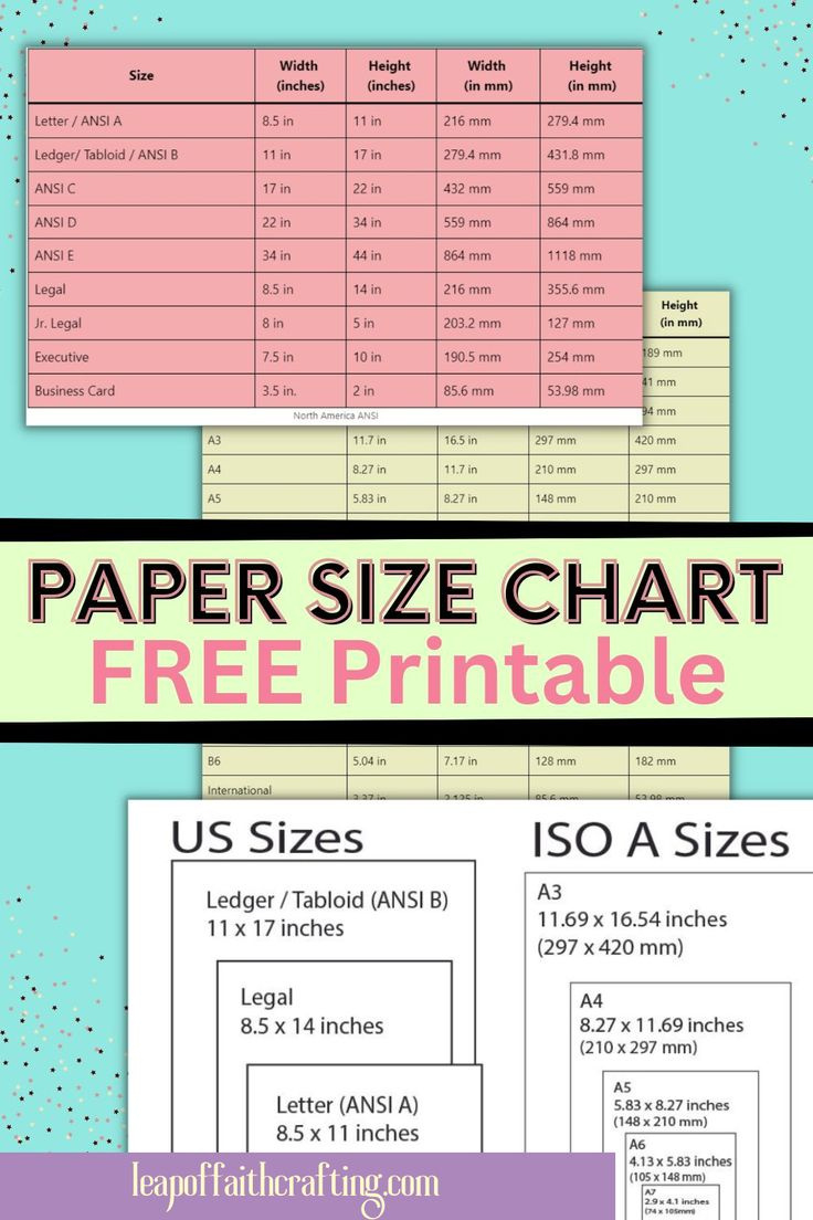 Printable Paper Size Chart (Free!) in Printable Paper Size Chart