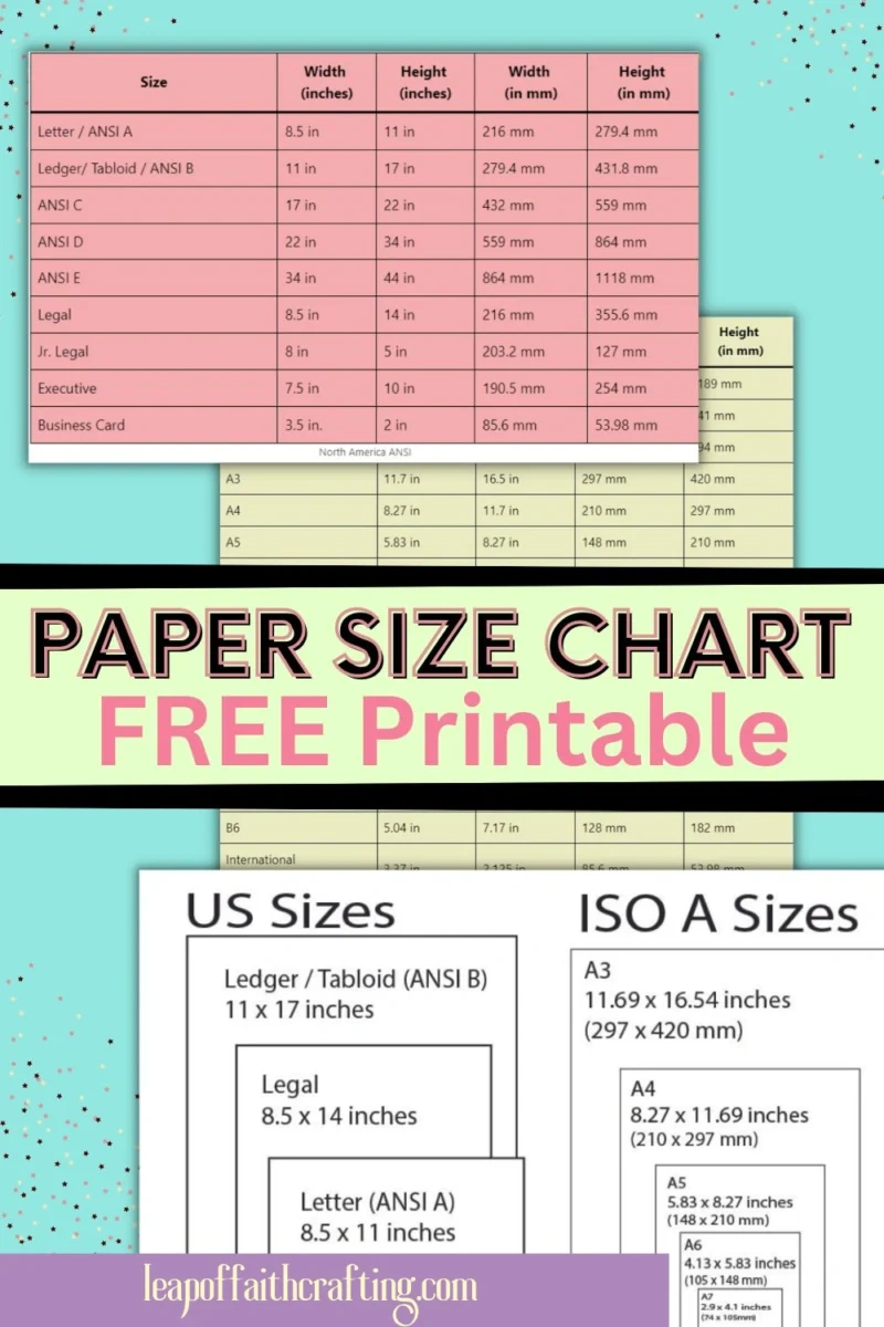 Printable Paper Size Chart (Free!) - Leap Of Faith Crafting regarding Printable Paper Size Letters