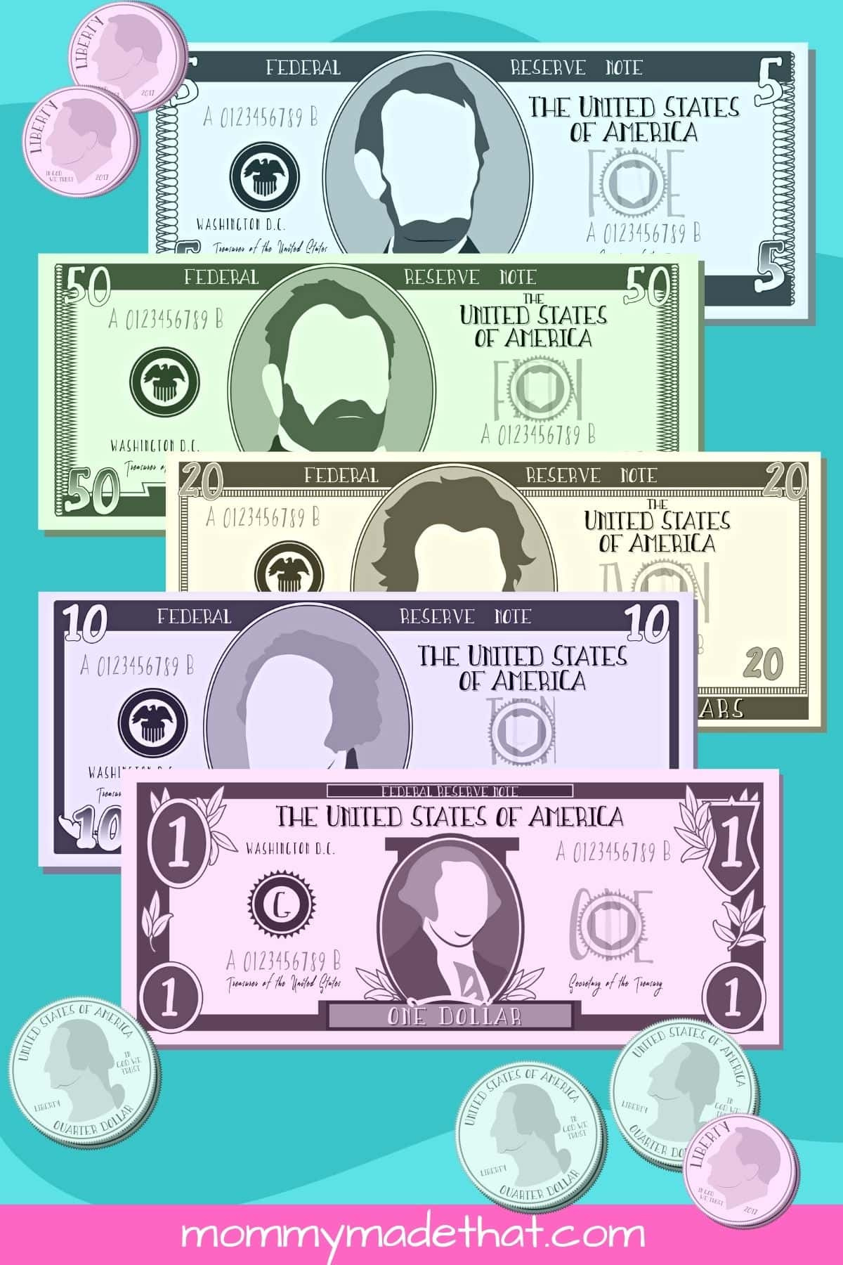 Printable Play Money (Lots Of Free Fake Money Templates) with regard to Free Printable Paper Money Template