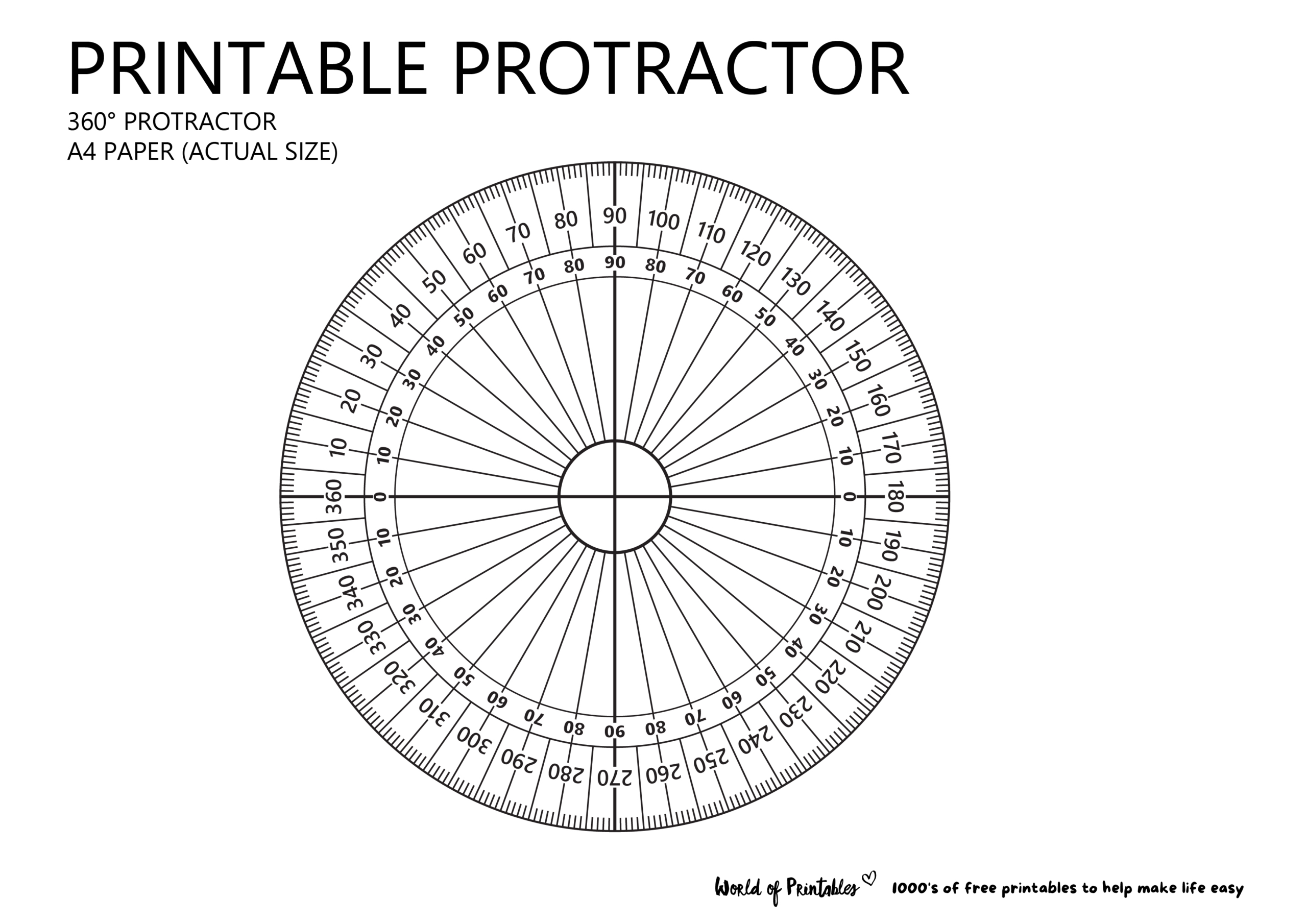 Printable Protractor - World Of Printables within Printable Paper Protractor