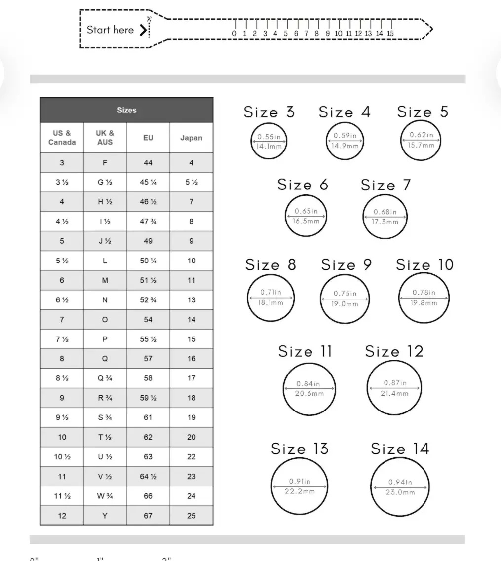 Printable Ring Size Chart | Lukas Casting House in Printable Paper Ring Sizer