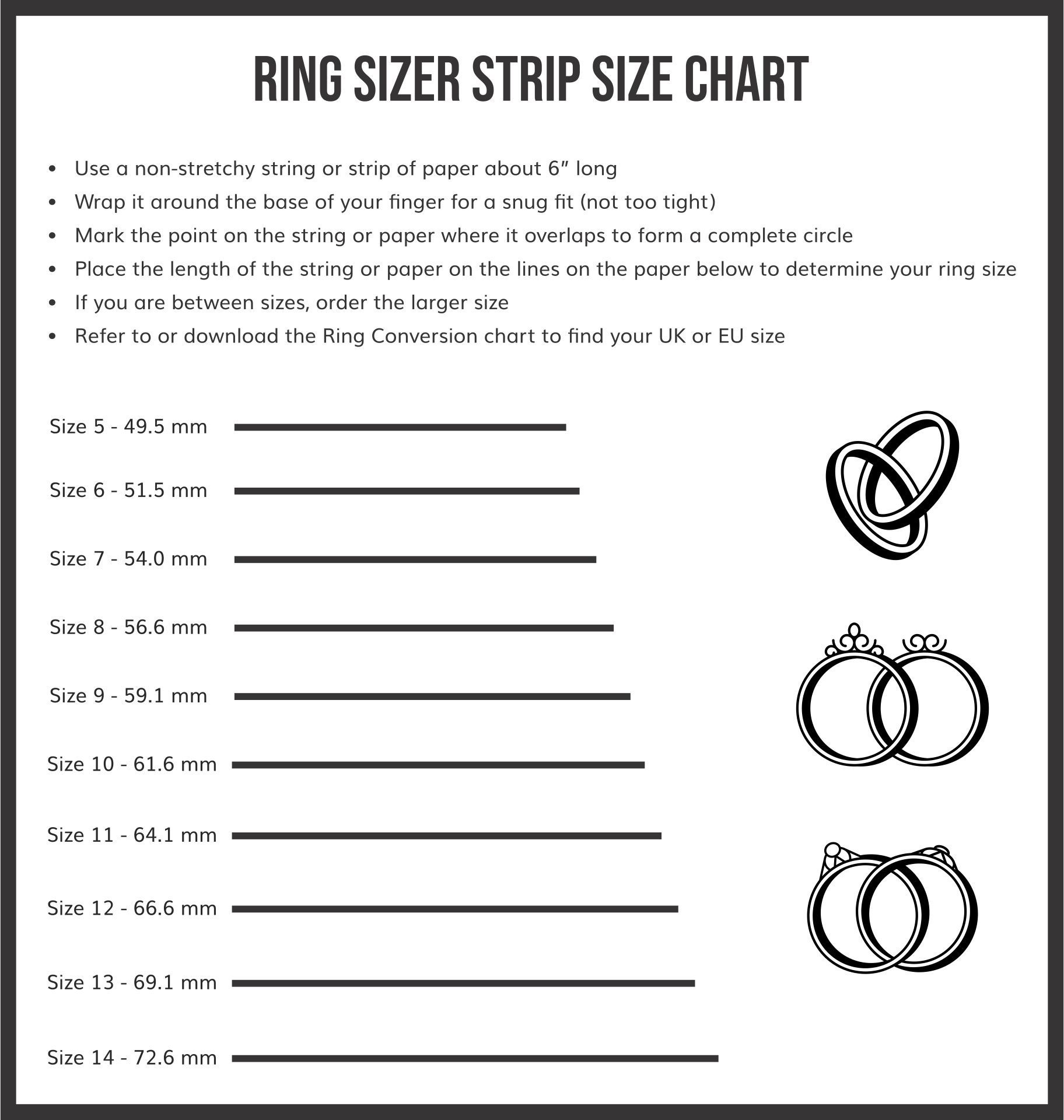 Printable Ring Sizer Strip Chart India Womens Best Finger Size Chart intended for Printable Paper Strip Ring Sizer