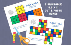 Printable Rubiks Cube Digital Download Paper Gift Box Colorful with Printable Paper Rubik'S Cube Template