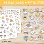 Printable Stickers Sheet, Printable Planner Stickers. Doodle Intended For Printable Paper For Stickers