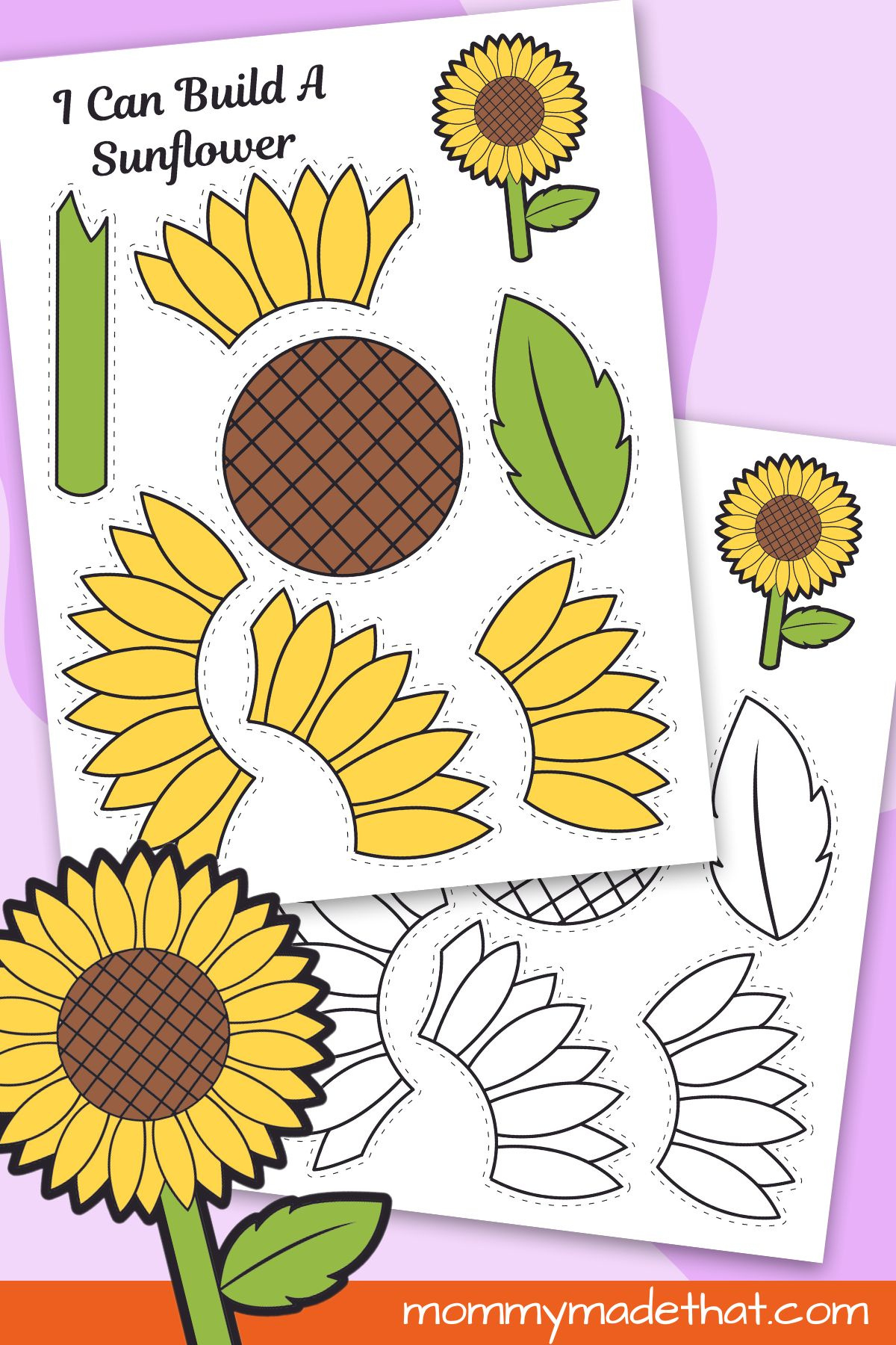 Printable Sunflower Craft Template in Printable Paper Sunflower Template