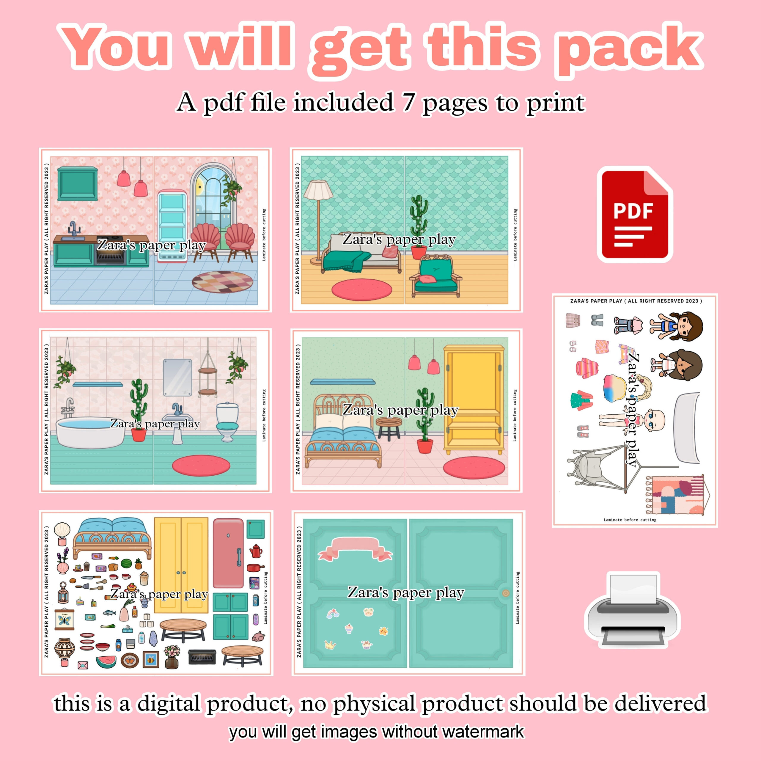 Printable Toca Boca House / Toca Boca Paper Craft / Paper Doll regarding Toca Boca Paper Doll House Printable