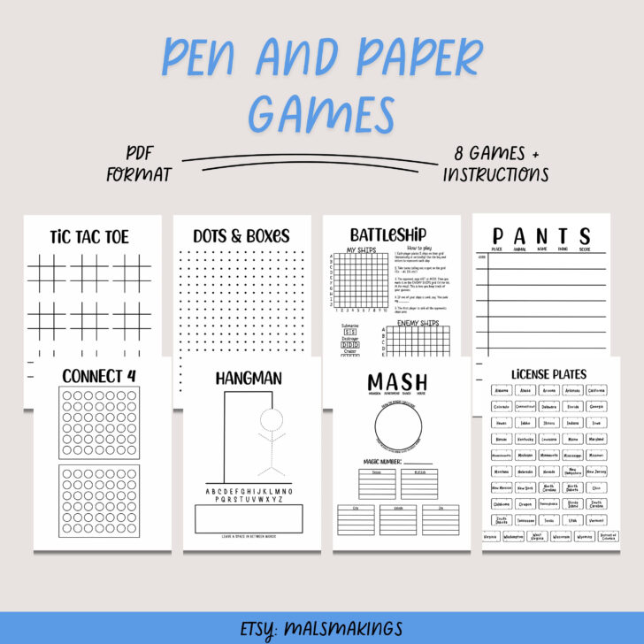 Fun Printable Paper Games