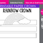 Rainbow Paper Crown, Print And Cut Crown Template, Party Décor Inside Printable Paper Crown Template