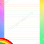 Rainbow Writing Paper, Lined Paper, Colourful Note Paper, Rainbow With Regard To Rainbow Printable Paper