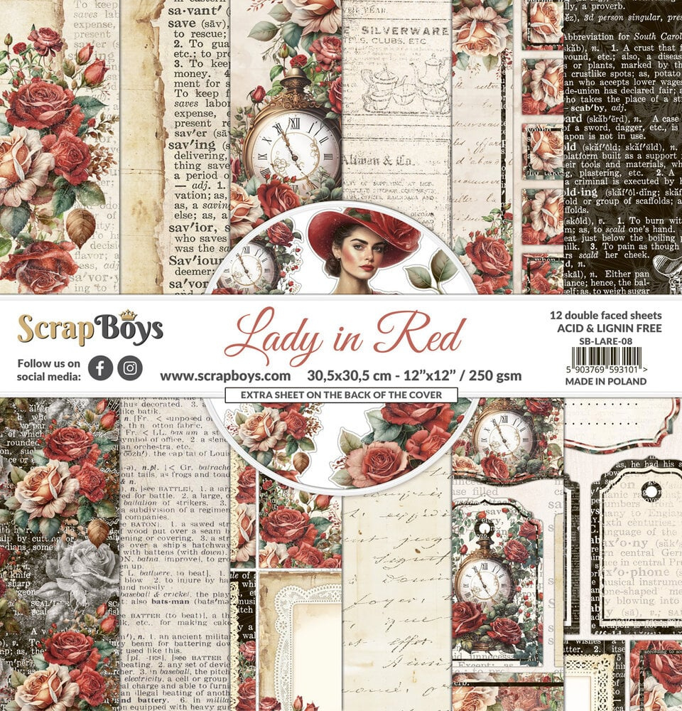 Scrapboys Designpapier &amp;quot;Lady In Red&amp;quot; Paper Pack 12X12 Inch 12 intended for Red Printable Paper