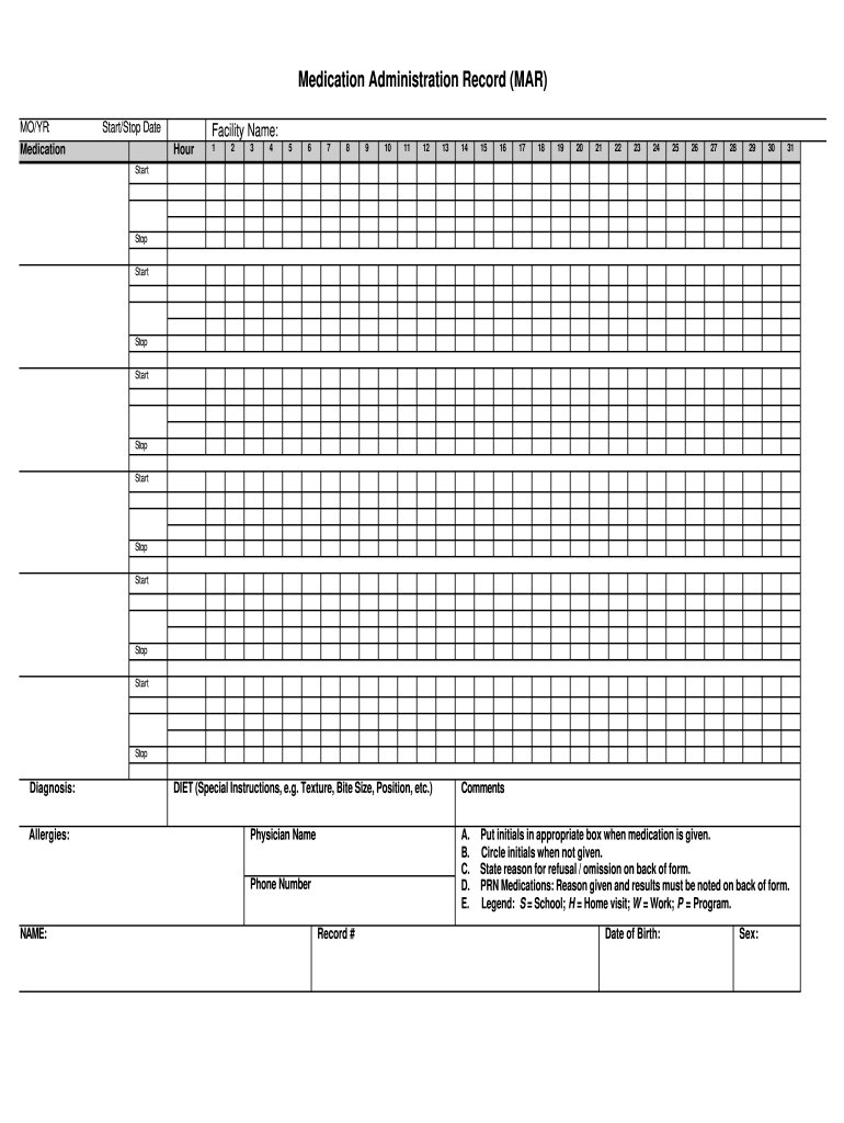 Sdrc Medication Administration Record Mar Form - Fill Online throughout Printable Paper Mar