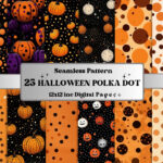 Seamless Halloween Polka Dot Digital Paper Pack, Fall Polka Dots Seamless  Pattern, Halloween Geometric Textures Background, Scrapbook Papers For Polka Dot Printable Paper