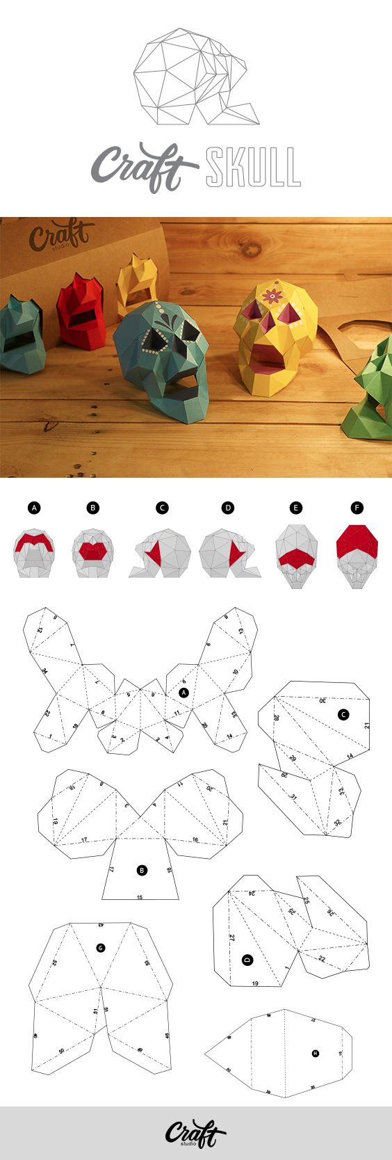 Skull • Diy Papercraft • Template Pdf • 3D Polygon Sculpture within Printable Paper Crafts For Adults