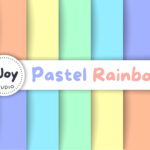 Solid Rainbow Digital Paper, Pastel Rainbow Printable Paper Pertaining To Rainbow Printable Paper