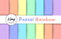 Solid Rainbow Digital Paper, Pastel Rainbow Printable Paper pertaining to Rainbow Printable Paper