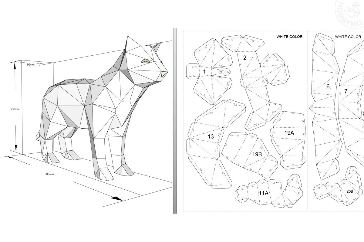 Standing Cat, 3D Papercraft Template within Printable Paper Cat