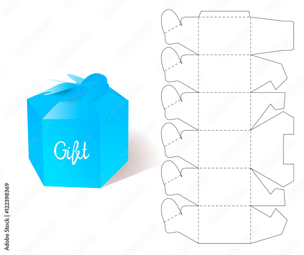 Stock-Vektorgrafik „Box. Gift Paper Box Blueprint Template inside Printable Paper Boxes Patterns