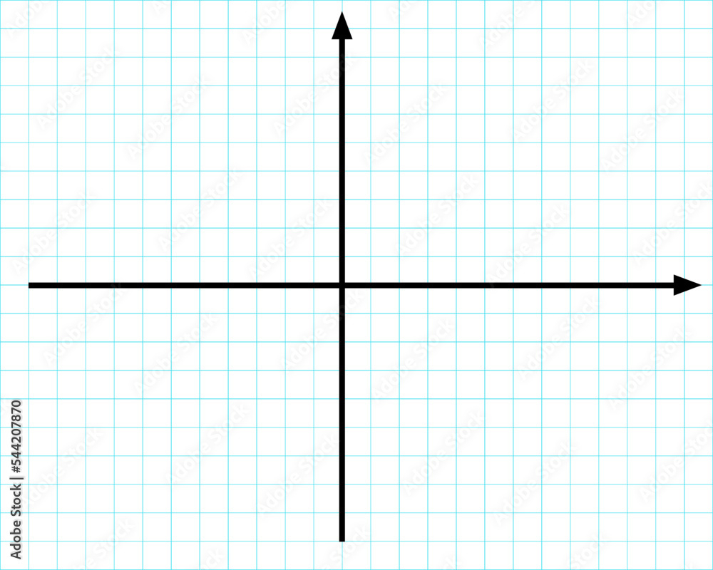 Stock-Vektorgrafik „Cartesian Coordinate System On Plane within Printable Graph Paper with X and Y Axis and Numbers