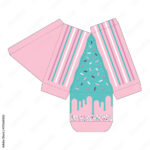 Stock Vektorgrafik „Decorated Cake Slice Box Cutout Template With Regard To Printable Paper Cake Slice Box Template