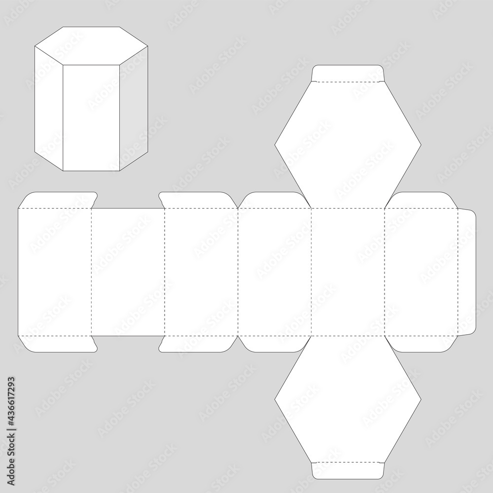 Stock-Vektorgrafik „Hexagon Paper Box Graphic Template“ | Adobe Stock within Printable Paper Box