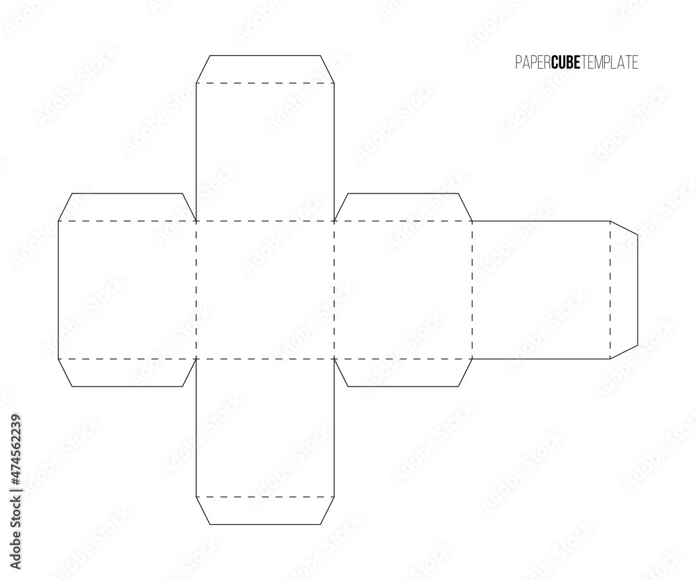Stock-Vektorgrafik „White Paper Cube Template To Make Box Or in Printable Paper Cube Template