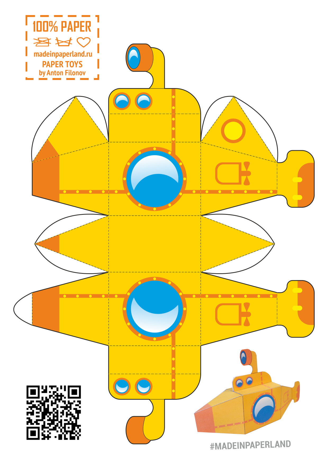 Submarine Paper Model - Free Printable Paper Modelsanton Filonov inside Free Printable Paper Model Templates
