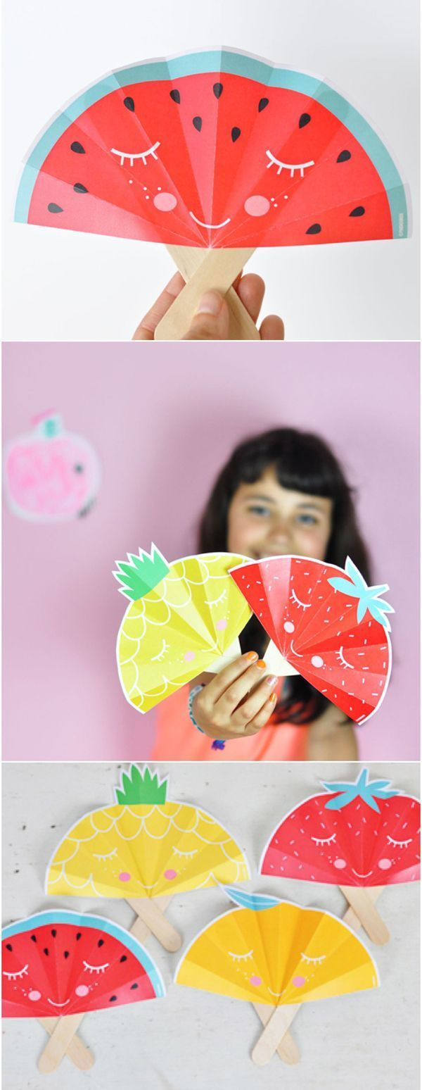Summer Fruit Paper Fans With Free Printable throughout Printable Paper Fans