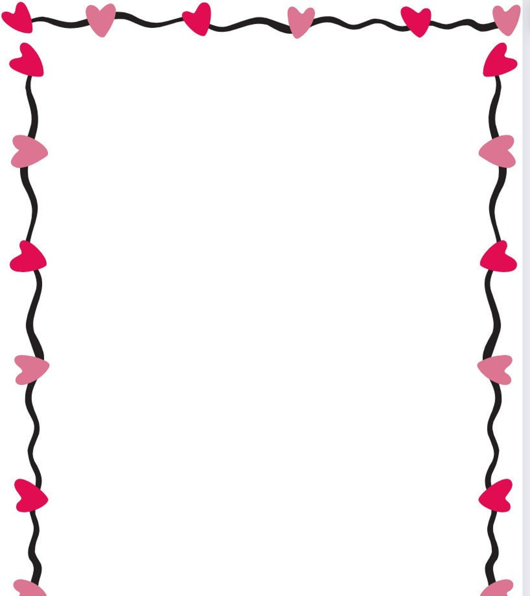 Sweet Heart Border Blank Printable Sofort Download Valentinstag with Printable Paper With Heart Border