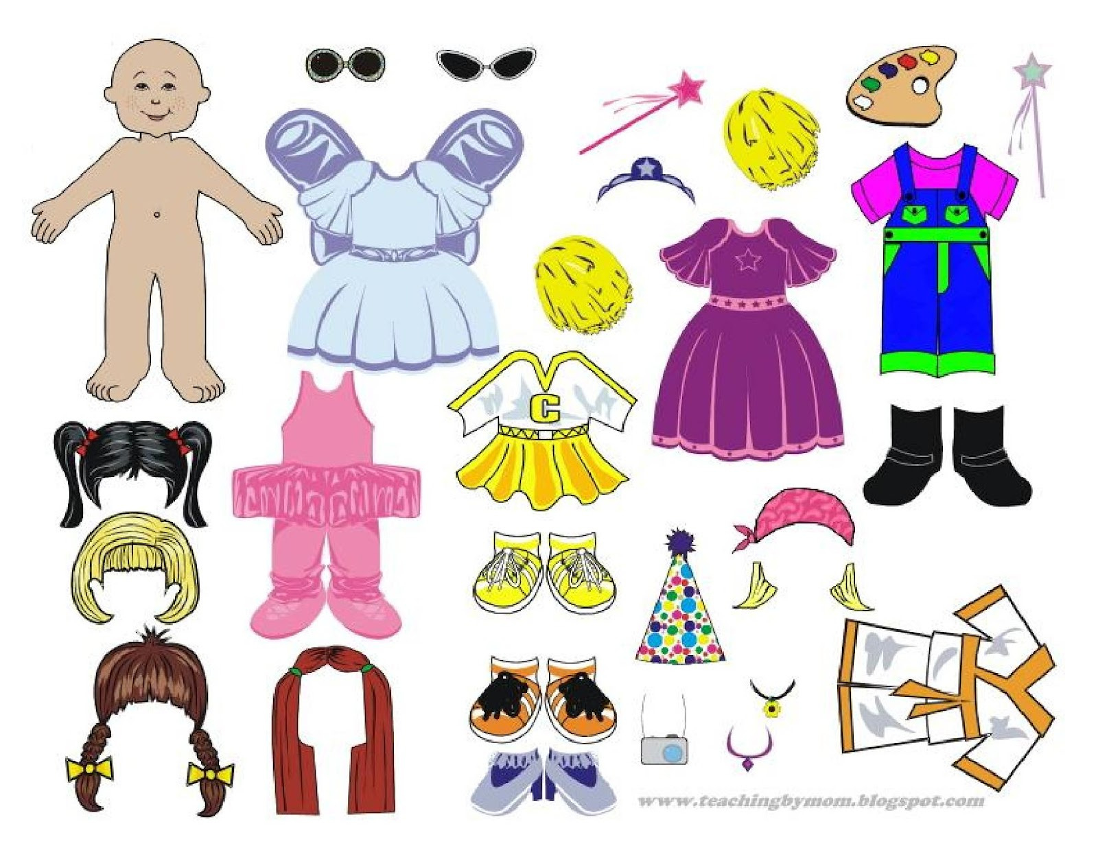 Teachingmom: Free Printable Paper Doll - Dress Up in Free Printable Paper Doll Clothes