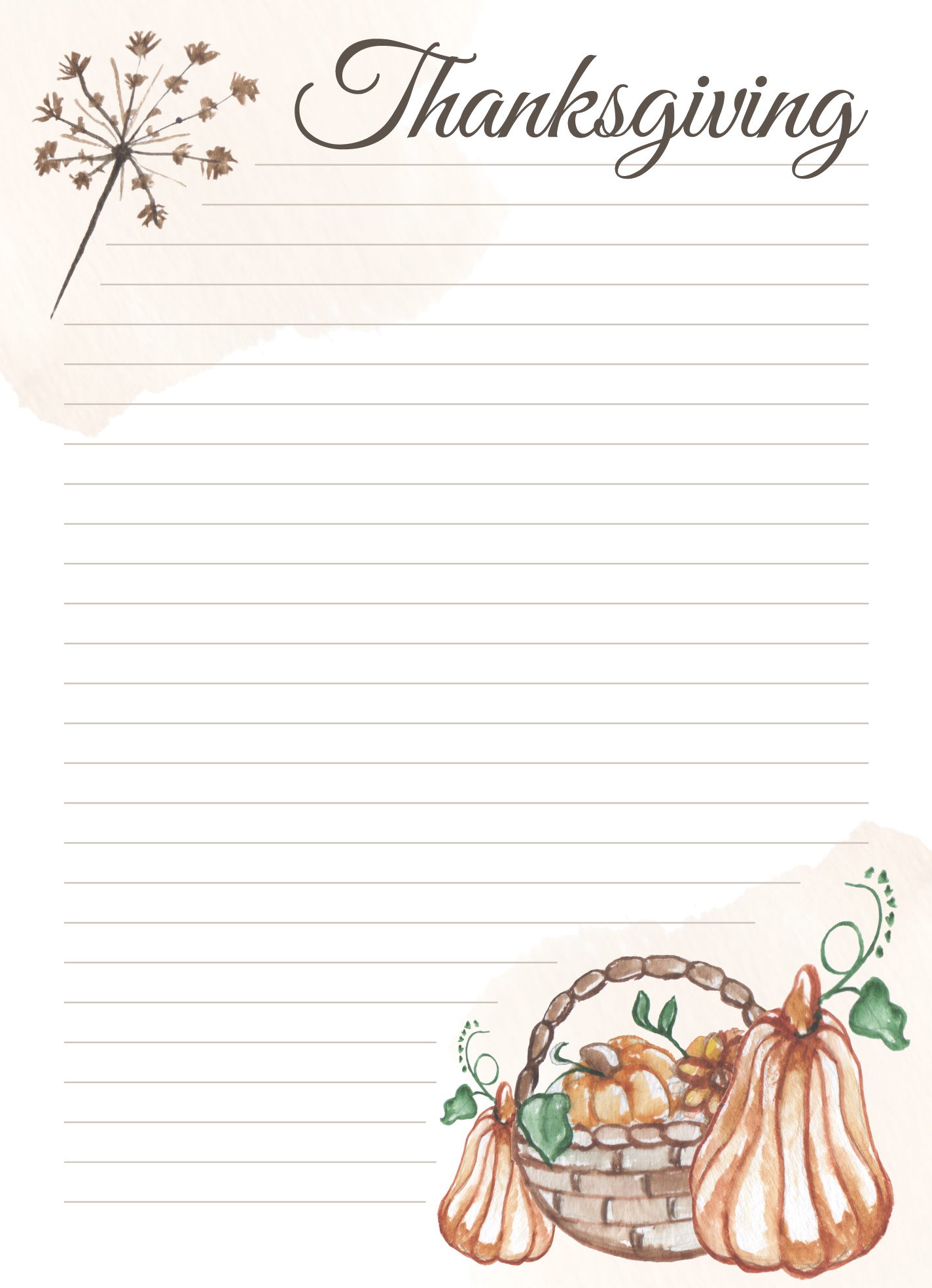 Thanksgiving Lined Paper Free Google Docs Template - Gdoc.io in Thanksgiving Printable Paper