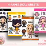 Toca Boca Dress Up Paper Doll Printable Template   Etsy Pertaining To Printable Paper Dolls Toca Boca Clothes