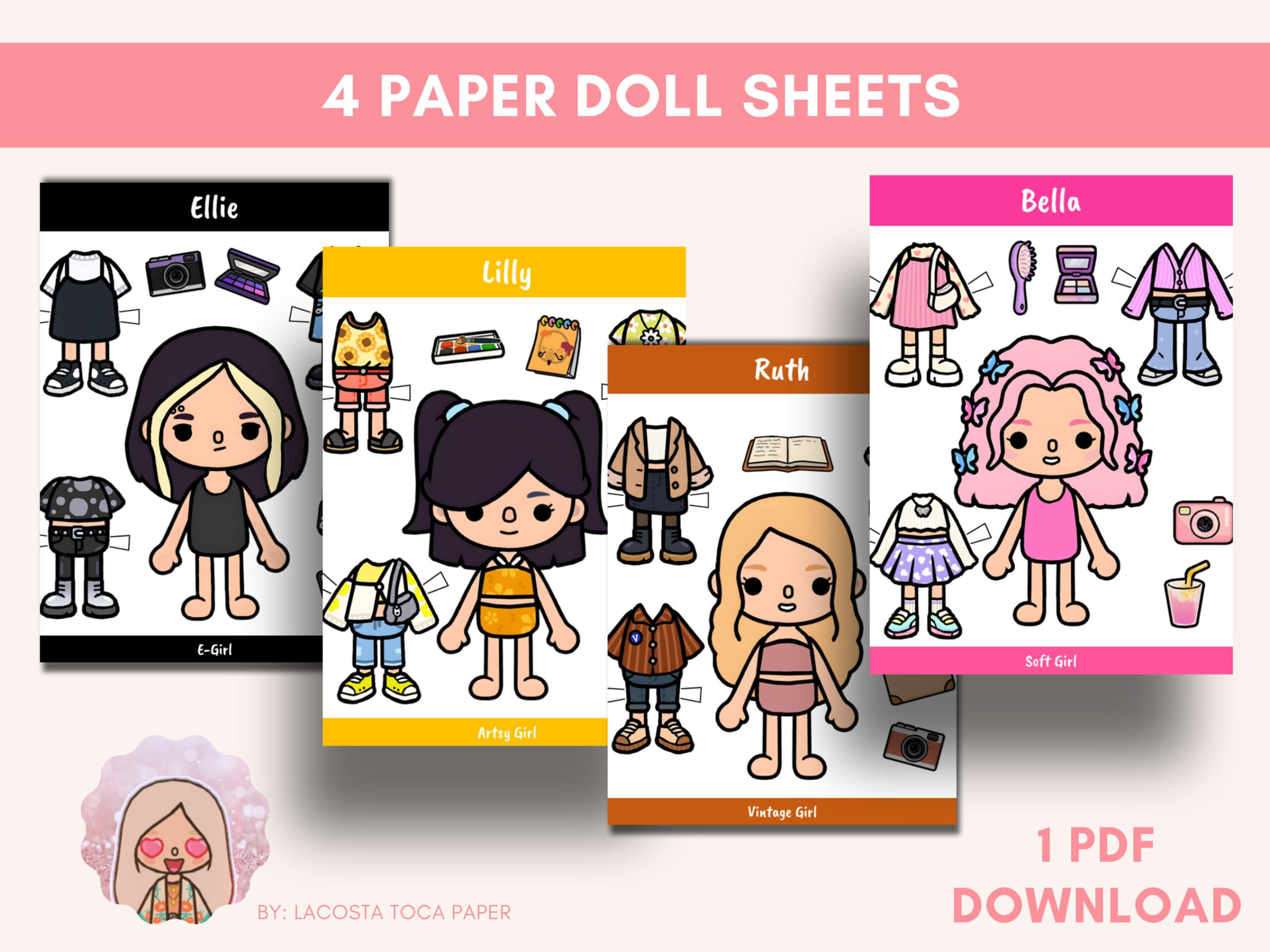 Toca Boca Dress Up Paper Doll Printable Template - Etsy within Toca Boca Printable Paper Doll