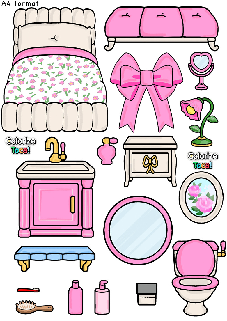 Toca Boca Sugar Pink House - Colorize Toca!&amp;#039;S Ko-Fi Shop pertaining to Toca Boca Paper Doll House Printable