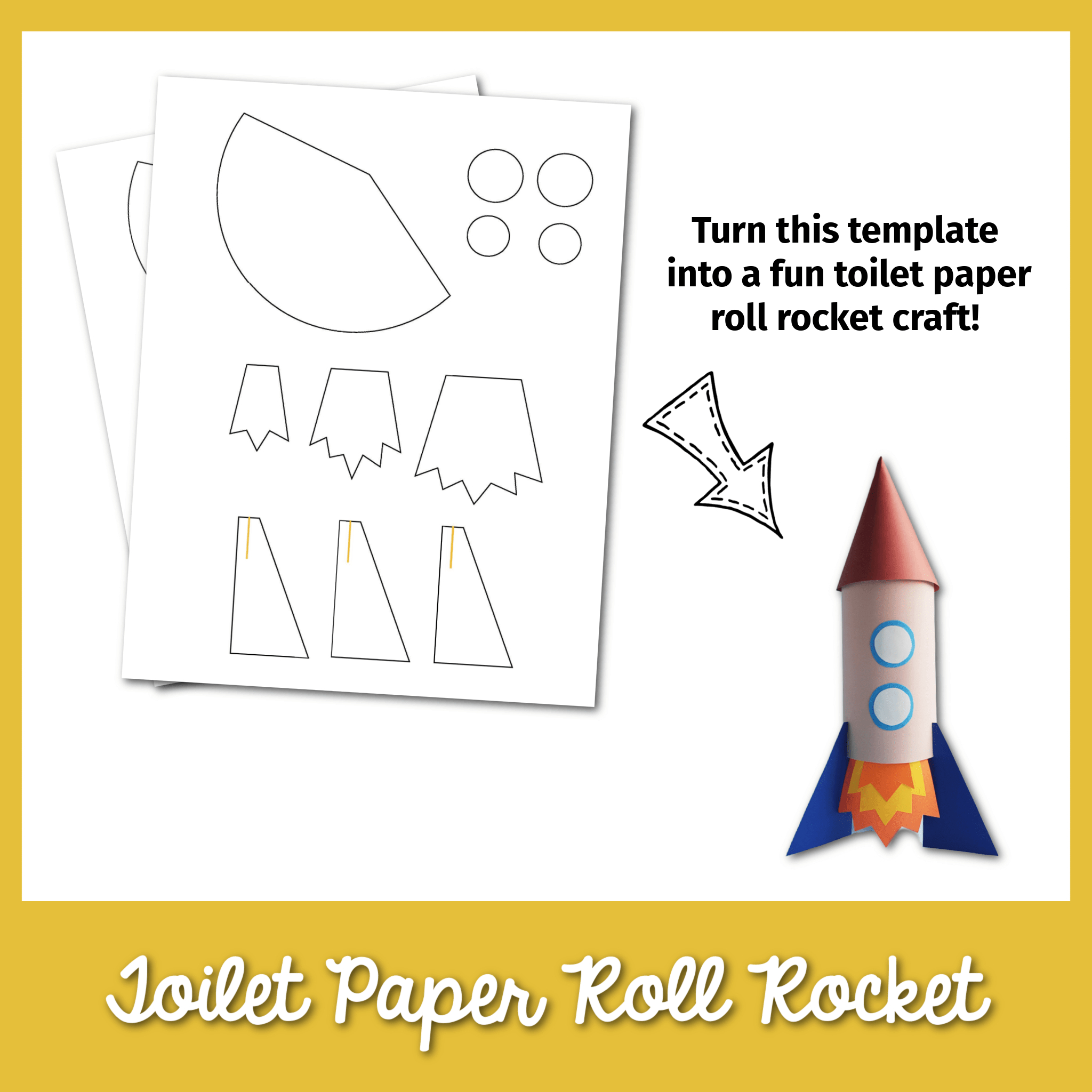 Toilet Paper Roll Rocket Craft inside Printable Paper Rocket Template