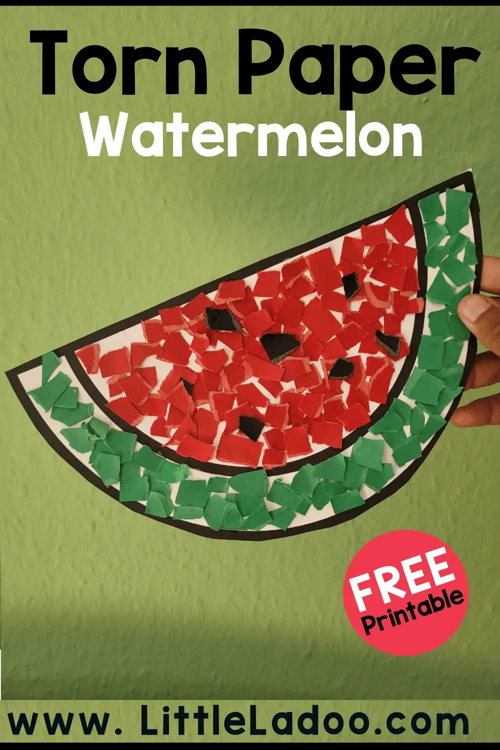 Torn Paper Watermelon Craft {Free Template} with regard to Watermelon Printable Paper