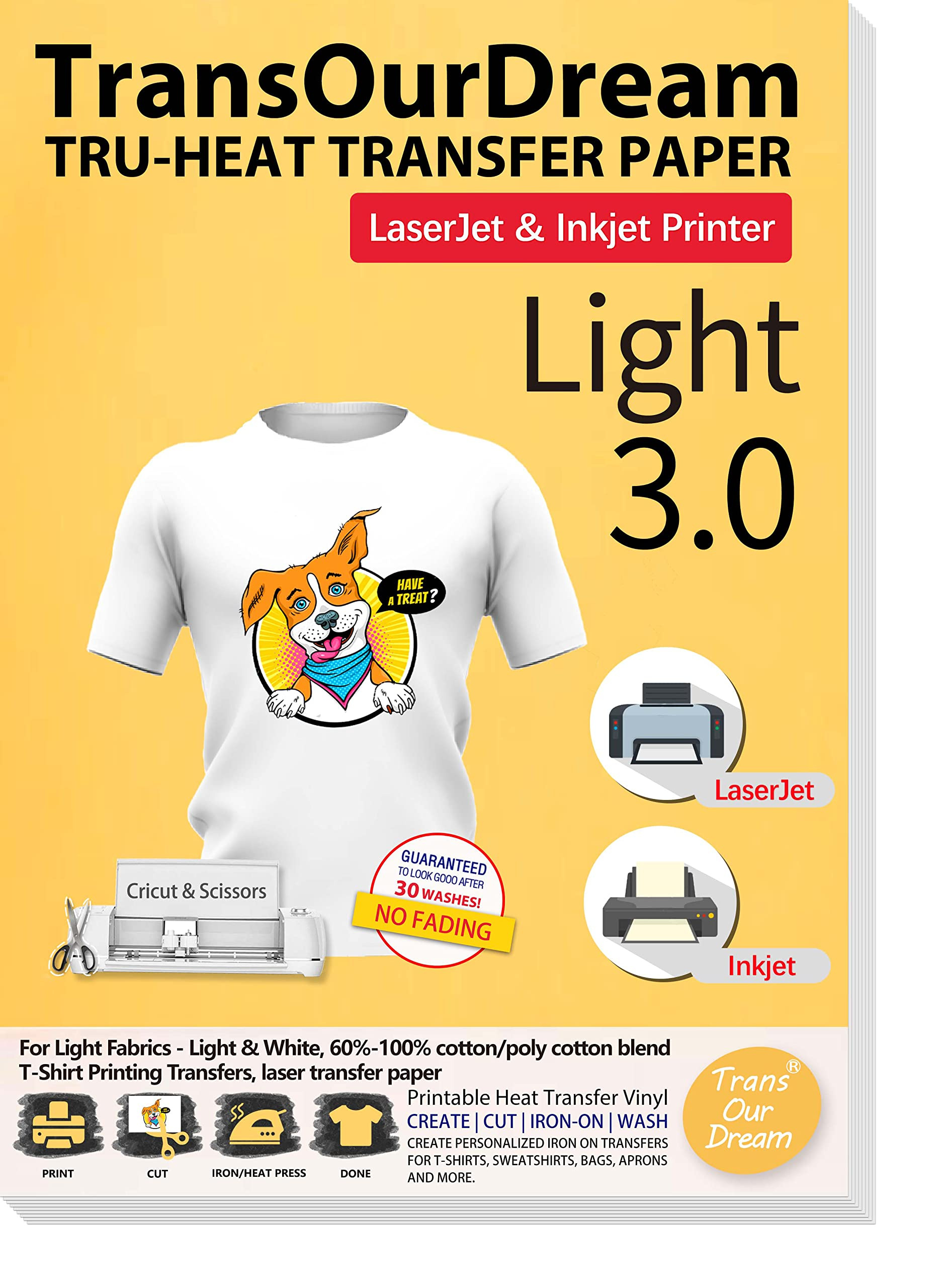 Transourdream Heat Transfer Paper For Light T Shirts - 20 Sheets inside Htv Printable Paper