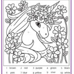 Unicorn Colornumber Pages   K12 Math Worksheets With Color By Number Printable Paper