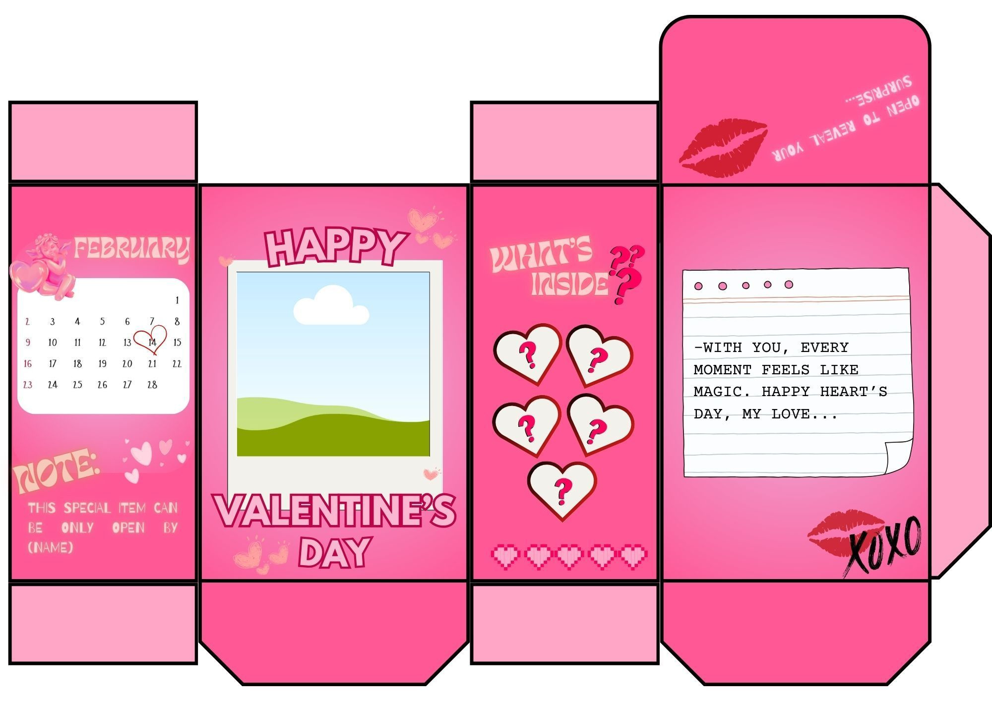 Valentine&amp;#039;S Day-Themed Printable Blind Box Template throughout Printable Paper Blind Box Template