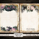 Vintage Gothic Floral Stationary Papers, Letter Writing Paper Throughout Vintage Printable Paper