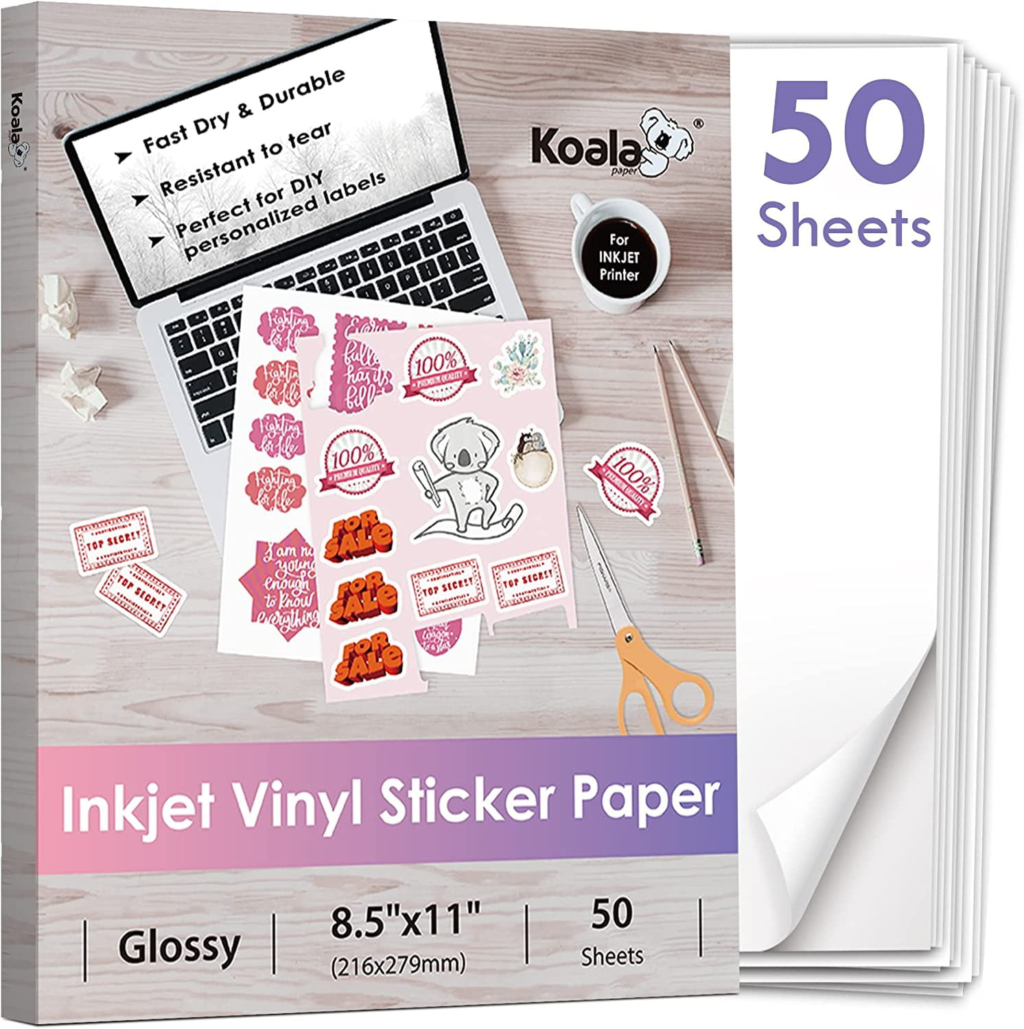 Waterproof Printable Vinyl Stickers - 50 Sheets, Jordan | Ubuy with Printable Vinyl Sticker Paper Near Me