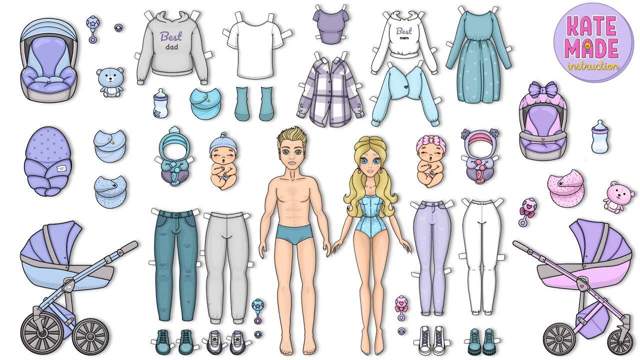 Winter Wardrobe For Paper Dolls Family | Tutorial within Printable Paper Doll Kate Made