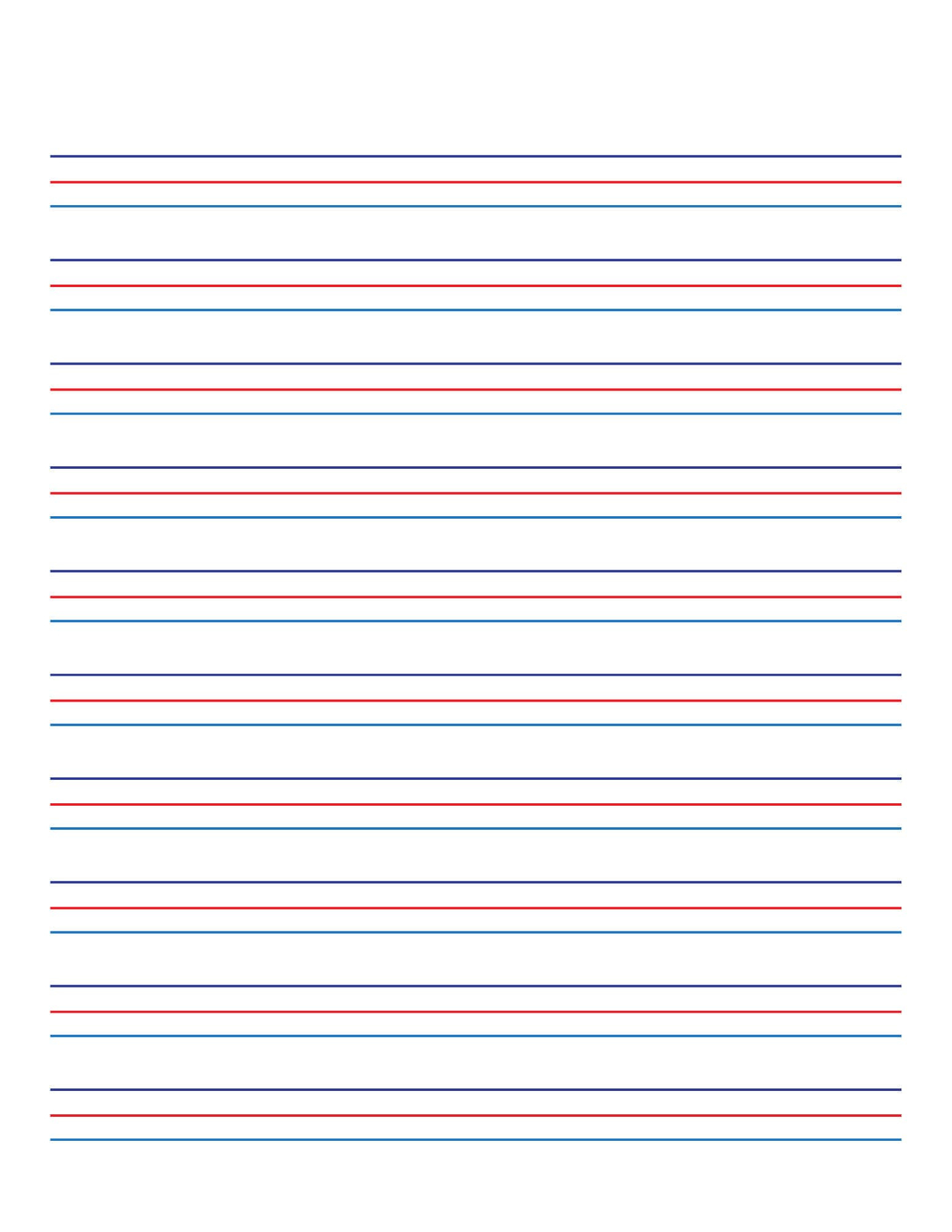 Writing Paper With Solid Red And Blue Lines - Etsy within Printable Writing Paper Blue Red Blue Lines
