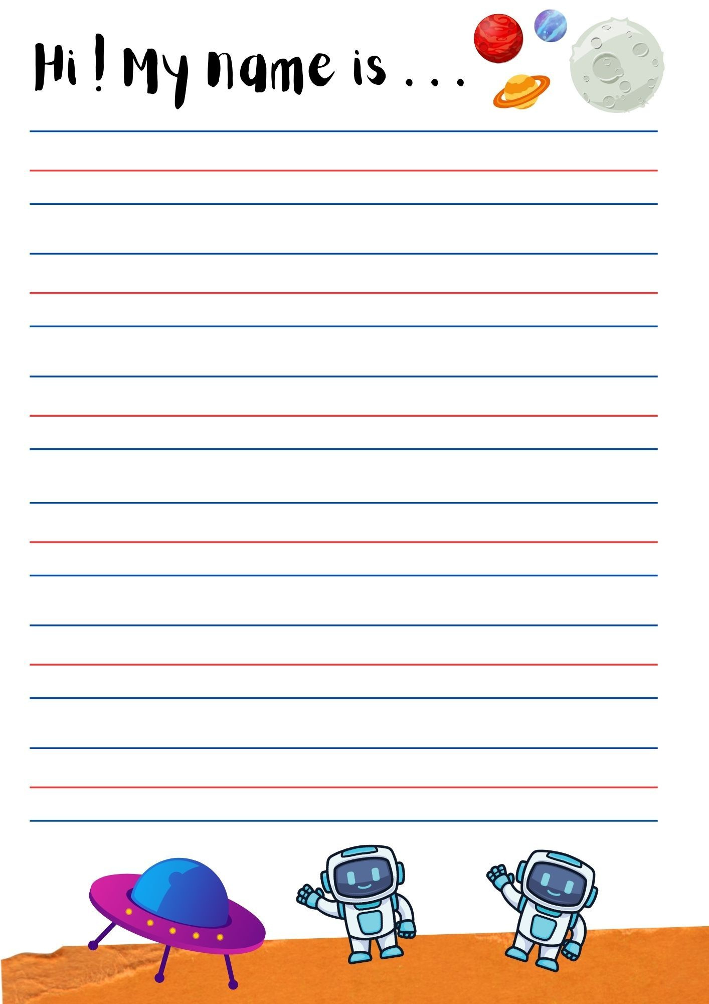 Writing Worksheet For Pre-School To Grade 3 In Blue-Red-Blue Lines pertaining to Printable Writing Paper Blue Red Blue Lines
